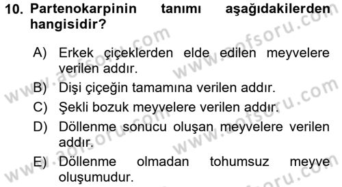 Örtü Altı Üretim Sistemleri Dersi 2016 - 2017 Yılı 3 Ders Sınav Soruları 10. Soru