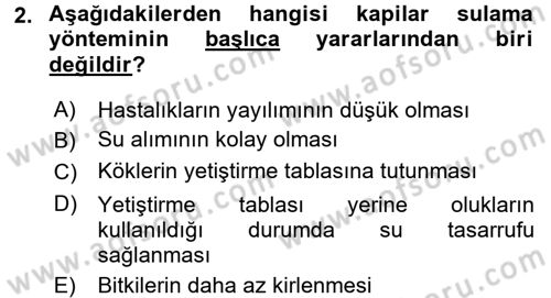 Örtü Altı Üretim Sistemleri Dersi 2016 - 2017 Yılı 3 Ders Sınav Soruları 2. Soru