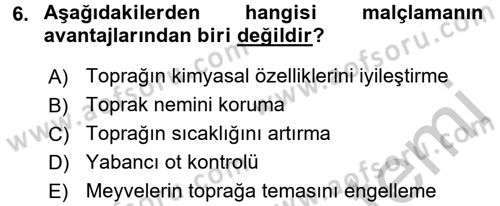 Örtü Altı Üretim Sistemleri Dersi 2016 - 2017 Yılı 3 Ders Sınav Soruları 6. Soru