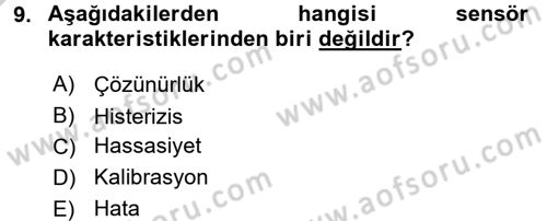 Örtü Altı Üretim Sistemleri Dersi 2016 - 2017 Yılı 3 Ders Sınav Soruları 9. Soru