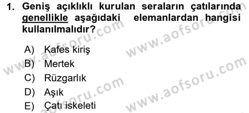 Örtü Altı Üretim Sistemleri Dersi 2016 - 2017 Yılı (Vize) Ara Sınav Soruları 1. Soru