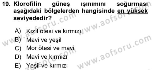 Örtü Altı Üretim Sistemleri Dersi 2016 - 2017 Yılı (Vize) Ara Sınav Soruları 19. Soru