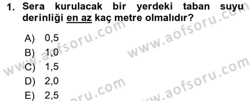 Örtü Altı Üretim Sistemleri Dersi 2016 - 2017 Yılı (Final) Dönem Sonu Sınav Soruları 1. Soru