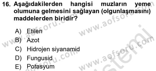 Örtü Altı Üretim Sistemleri Dersi 2016 - 2017 Yılı (Final) Dönem Sonu Sınav Soruları 16. Soru