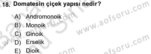 Örtü Altı Üretim Sistemleri Dersi 2016 - 2017 Yılı (Final) Dönem Sonu Sınav Soruları 18. Soru