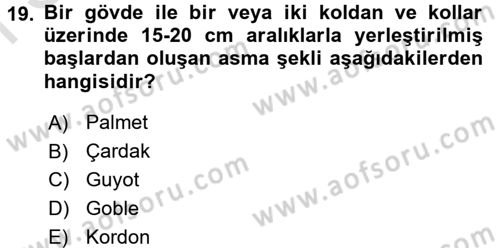 Örtü Altı Üretim Sistemleri Dersi 2016 - 2017 Yılı (Final) Dönem Sonu Sınav Soruları 19. Soru