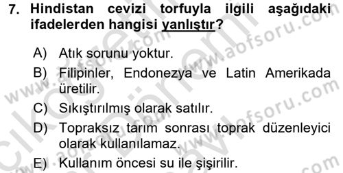 Örtü Altı Üretim Sistemleri Dersi 2016 - 2017 Yılı (Final) Dönem Sonu Sınav Soruları 7. Soru