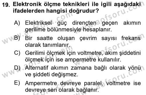 Örtü Altı Üretim Sistemleri Dersi 2017 - 2018 Yılı 3 Ders Sınav Soruları 19. Soru
