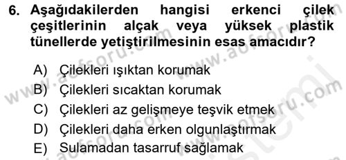Örtü Altı Üretim Sistemleri Dersi 2017 - 2018 Yılı 3 Ders Sınav Soruları 6. Soru