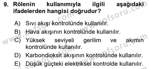 Örtü Altı Üretim Sistemleri Dersi 2017 - 2018 Yılı 3 Ders Sınav Soruları 9. Soru