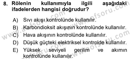 Örtü Altı Üretim Sistemleri Dersi 2017 - 2018 Yılı (Final) Dönem Sonu Sınav Soruları 8. Soru