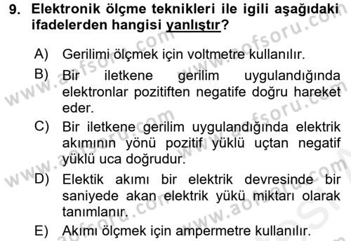 Örtü Altı Üretim Sistemleri Dersi 2017 - 2018 Yılı (Final) Dönem Sonu Sınav Soruları 9. Soru