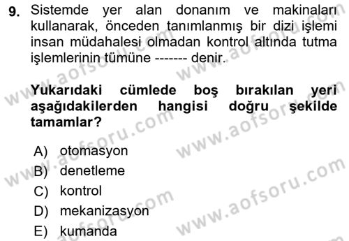 Örtü Altı Üretim Sistemleri Dersi 2018 - 2019 Yılı 3 Ders Sınav Soruları 9. Soru