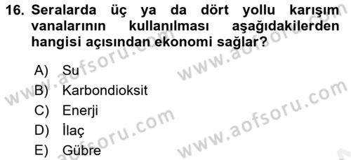Örtü Altı Üretim Sistemleri Dersi 2018 - 2019 Yılı (Vize) Ara Sınav Soruları 16. Soru