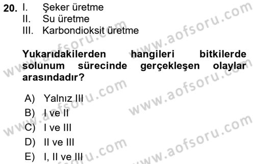 Örtü Altı Üretim Sistemleri Dersi 2018 - 2019 Yılı (Vize) Ara Sınav Soruları 20. Soru