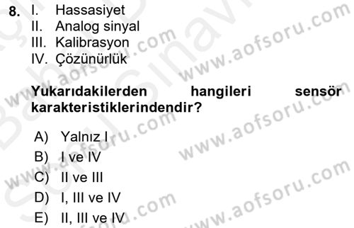 Örtü Altı Üretim Sistemleri Dersi 2018 - 2019 Yılı (Final) Dönem Sonu Sınav Soruları 8. Soru
