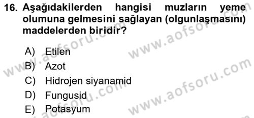 Örtü Altı Üretim Sistemleri Dersi 2018 - 2019 Yılı Yaz Okulu Sınav Soruları 16. Soru