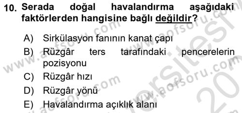 Örtü Altı Üretim Sistemleri Dersi 2020 - 2021 Yılı Yaz Okulu Sınav Soruları 10. Soru