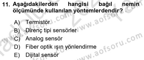Örtü Altı Üretim Sistemleri Dersi 2020 - 2021 Yılı Yaz Okulu Sınav Soruları 11. Soru