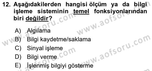 Örtü Altı Üretim Sistemleri Dersi 2020 - 2021 Yılı Yaz Okulu Sınav Soruları 12. Soru