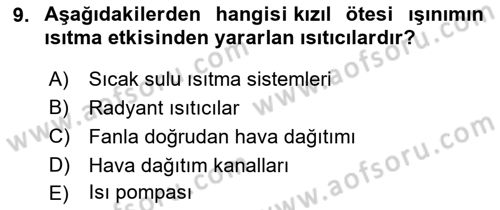 Örtü Altı Üretim Sistemleri Dersi 2020 - 2021 Yılı Yaz Okulu Sınav Soruları 9. Soru