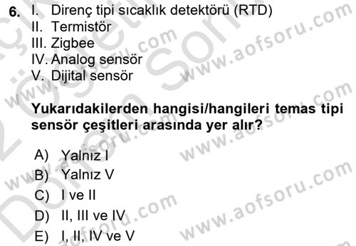 Örtü Altı Üretim Sistemleri Dersi 2021 - 2022 Yılı (Final) Dönem Sonu Sınav Soruları 6. Soru