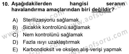 Örtü Altı Üretim Sistemleri Dersi 2021 - 2022 Yılı Yaz Okulu Sınav Soruları 10. Soru