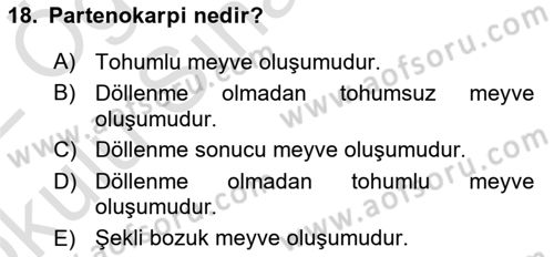 Örtü Altı Üretim Sistemleri Dersi 2021 - 2022 Yılı Yaz Okulu Sınav Soruları 18. Soru