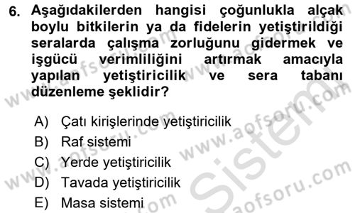 Örtü Altı Üretim Sistemleri Dersi 2021 - 2022 Yılı Yaz Okulu Sınav Soruları 6. Soru