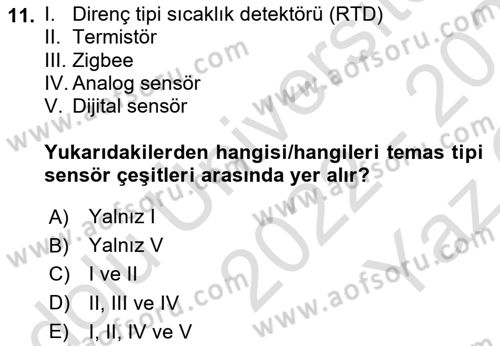 Örtü Altı Üretim Sistemleri Dersi 2022 - 2023 Yılı Yaz Okulu Sınav Soruları 11. Soru