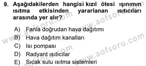 Örtü Altı Üretim Sistemleri Dersi 2022 - 2023 Yılı Yaz Okulu Sınav Soruları 9. Soru