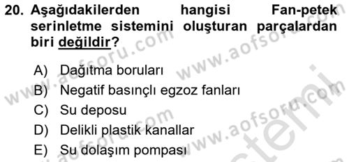 Örtü Altı Üretim Sistemleri Dersi 2023 - 2024 Yılı (Vize) Ara Sınav Soruları 20. Soru