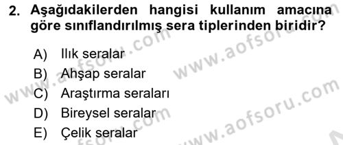 Örtü Altı Üretim Sistemleri Dersi 2023 - 2024 Yılı (Final) Dönem Sonu Sınav Soruları 2. Soru