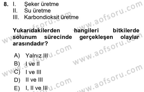 Örtü Altı Üretim Sistemleri Dersi 2023 - 2024 Yılı Yaz Okulu Sınav Soruları 8. Soru
