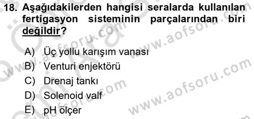 Örtü Altı Üretim Sistemleri Dersi 2024 - 2025 Yılı (Vize) Ara Sınav Soruları 18. Soru