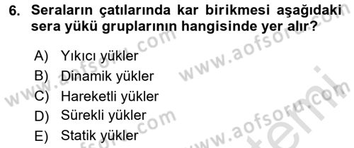 Örtü Altı Üretim Sistemleri Dersi 2024 - 2025 Yılı (Vize) Ara Sınav Soruları 6. Soru