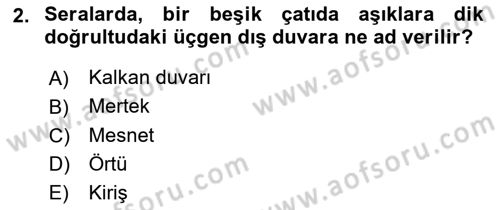 Örtü Altı Üretim Sistemleri Dersi 2024 - 2025 Yılı (Final) Dönem Sonu Sınav Soruları 2. Soru
