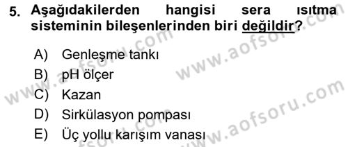 Örtü Altı Üretim Sistemleri Dersi 2024 - 2025 Yılı (Final) Dönem Sonu Sınav Soruları 5. Soru