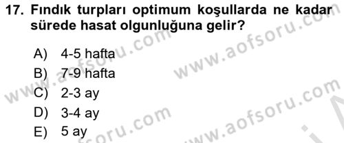 Bahçe Tarımı Dersi 2024 - 2025 Yılı (Vize) Ara Sınav Soruları 17. Soru