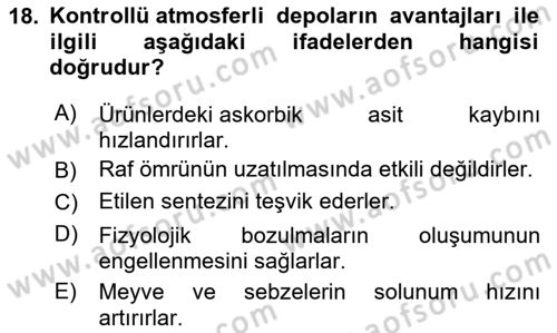 Bahçe Tarımı Dersi 2024 - 2025 Yılı (Final) Dönem Sonu Sınav Soruları 18. Soru