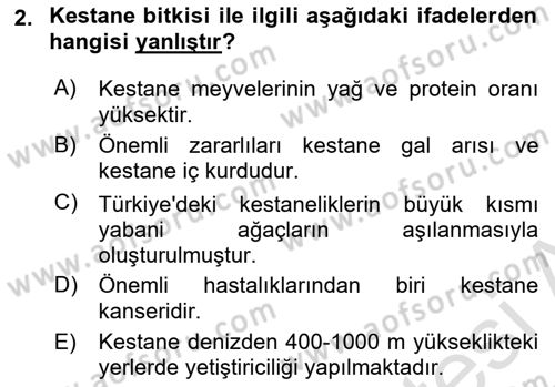 Bahçe Tarımı Dersi 2024 - 2025 Yılı (Final) Dönem Sonu Sınav Soruları 2. Soru