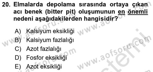 Bahçe Tarımı Dersi 2024 - 2025 Yılı (Final) Dönem Sonu Sınav Soruları 20. Soru