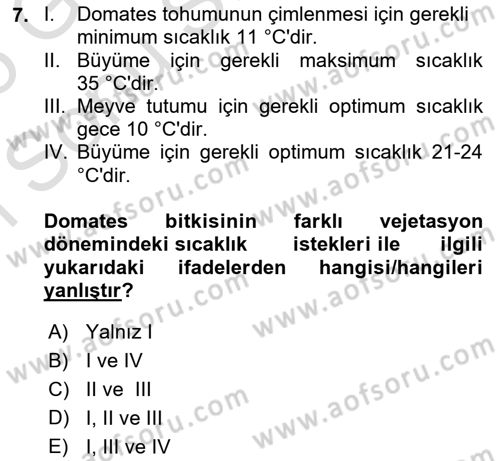 Bahçe Tarımı Dersi 2024 - 2025 Yılı (Final) Dönem Sonu Sınav Soruları 7. Soru