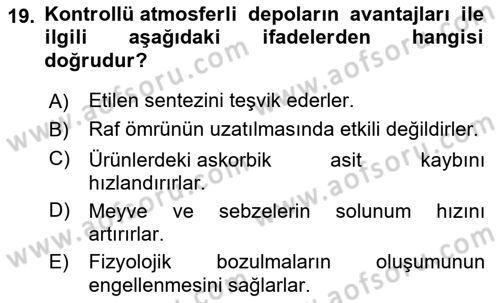 Bahçe Tarımı Dersi 2024 - 2025 Yılı Yaz Okulu Sınav Soruları 19. Soru