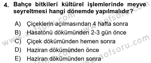 Bahçe Tarımı Dersi 2025 - 2026 Yılı (Vize) Ara Sınav Soruları 4. Soru
