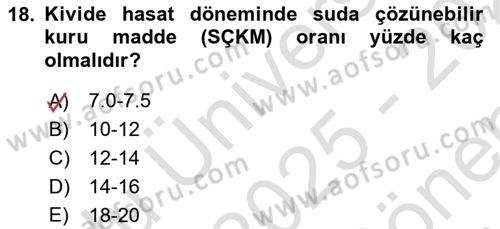 Bahçe Tarımı Dersi 2025 - 2026 Yılı (Final) Dönem Sonu Sınav Soruları 18. Soru