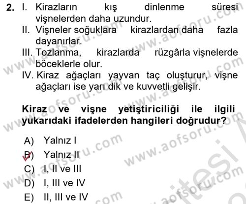 Bahçe Tarımı Dersi 2025 - 2026 Yılı (Final) Dönem Sonu Sınav Soruları 2. Soru