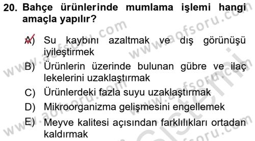 Bahçe Tarımı Dersi 2025 - 2026 Yılı (Final) Dönem Sonu Sınav Soruları 20. Soru