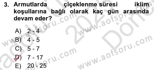 Bahçe Tarımı Dersi 2025 - 2026 Yılı (Final) Dönem Sonu Sınav Soruları 3. Soru