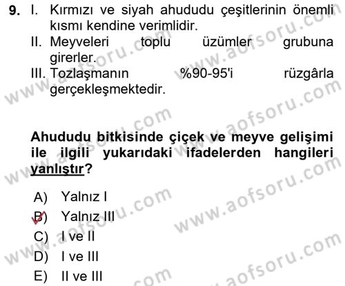Bahçe Tarımı Dersi 2025 - 2026 Yılı (Final) Dönem Sonu Sınav Soruları 9. Soru